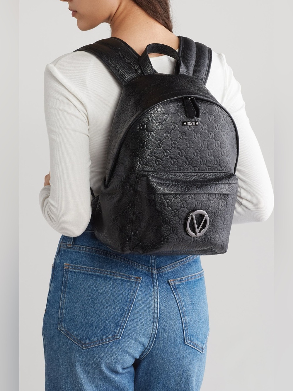Valentino Authentic Monogram Backpack‎ Black